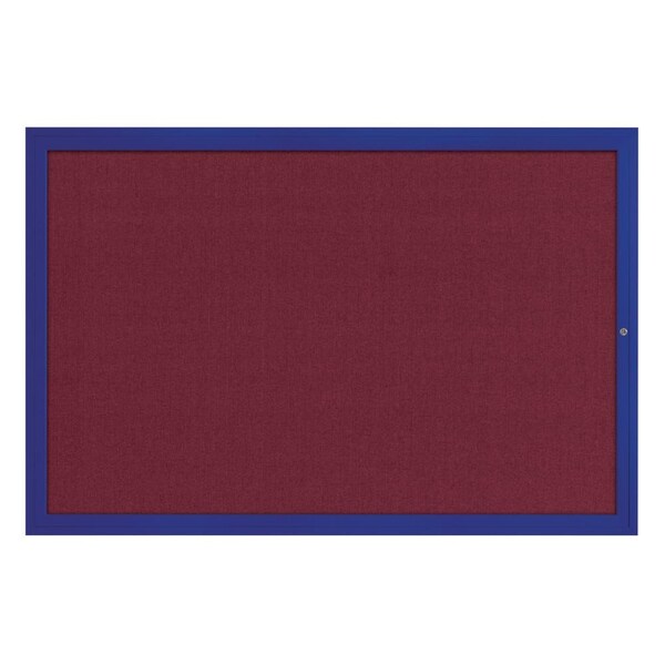 Hinge-less Radius Corkboard, 24"x36", Satin Alum Frame/Amethyst